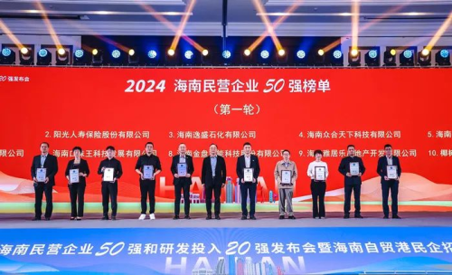 2024海南民营企业50强榜单发布，我司荣誉21名，研发投入